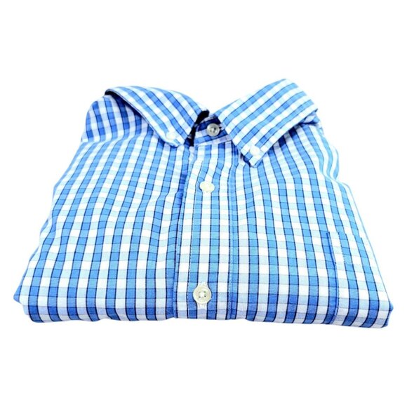 Men's Chaps XXL Easy-Care Long Sleeve Blue Button-Up Shirt - Classic Fit Poplin - Picture 5 of 12